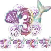 7pcs 32inch Number Little Mermaid Party Balloons DIY Gifts Foil Balloon Mermaid Balloon Set Kids Birthday Party Decoration