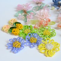 2pc/lot handmade beaded flower patches appliques for clothes DIY Crafts Sewing beads floral parches ropa hairband decoration