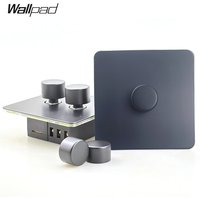Dimmer Switch Brightness Regulator LED Compatible 1/2 Gang 2 Way Matte Black Stainless Steel Panel Rotate Knob H6 Wallpad