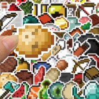 70Pcs Waterproof Pixel Game Cartoon Stickers DIY Decorative Stickers for Kids Mobile Phone Case Luggage Skateboard Toy Supplies