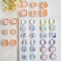 3pcs Geometric Shape Clay Molds, Embossed Rectangle Circle Hexagon Square Shaped Polymer Clay Cutters for Earring Jewelry Making