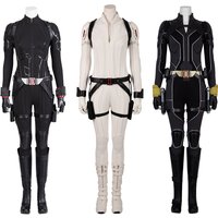 Black Natasha Cosplay Widow Costume Women Natasha Battle Suit Superhero Jumpsuit Belt Set Halloween Outfits With Boots