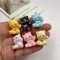 10Pcs European 3D Cat Charms Earring Keychain Jewelry Making Findings Handmade Resin Animals Charm Pendant