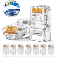 50/30PC RJ45 Ethernet Cables Module Plug Network Connector Crystal Heads Cat5 Gold Plated Network Cable Suitable for Computer TV