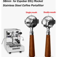 58MM 2ears Coffee Portafliter for Expobar E61/Rocket Stainless Steel Handle Filter Universal Single/Double Spout Coffee Tool