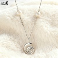 EFFIE QUEEN 925 Sterling Silver Freshwater Pearl Necklace Fashion Shell Pendant Choker Chain Summer Lady Festival Gift GPN84