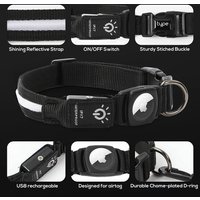 Led Dog Collar For Apple Airtag Finder WaterProof Light USB Chargeable Airtag Collar Pet Accessories for Puppy Medium Large Dogs