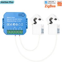 Smart ZigBee Bidirectional Energy Meter 2 Channel with 80A Clamp App Monitor Solar Export and Import Power AC100V/240V