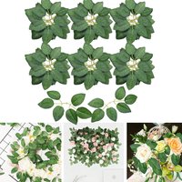 10/15/20/25/30/50/80/100Pcs Artificial Rose Leaves Fake Leaves for Roses Decorations Faux Silk Green Leaves for Wedding Bouquets