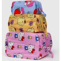 Sanrio 3pcs Cartoon Cat Printed Clothes, Shoes, Sorting Bags, Storage Bags, Portable Travel Packaging Set
