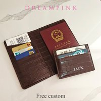 Custom Initials Crocodile PU Leather Passport Cover Luggage Tag Set New Engrave Name Gift Passport Holder Travel Suitcase Tag