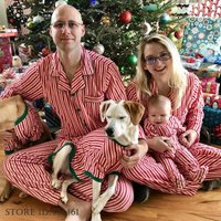 Family Christmas Parent Child Set Pajamas Outfit Loose Casual Long Sleeve Trouser Loungewear Stripe Sleepwear Christmas Homewear image 4