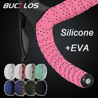 BUCKLOS Shockproof Road Bike Bar Handlebar Tape Silicone+EVA Anti-slip Bicycle Handle Bar Tape with Bar End Plugs Cycling Parts