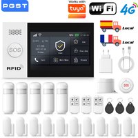 Drahtloses PGST Hausalarmsystem, kompatibel mit Tuya, 4G/2G GSM WiFi, 433MHz, App-Steuerung, funktioniert mit Alexa