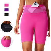 Marathon Compression Shorts with Waistband Pocket Men Women Quick Dry Nylon Workout Tights for Cycling Running Training
