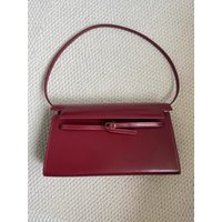 Wine Red Belt Buckle Decorated Square Tote Bag Women's Fashionable Single Shoulder Bag Underarm Bag Commute Style Handbag