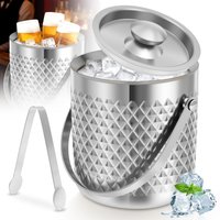 67.6 oz Insulated Ice Bucket with Lid Double Walled Stainless Steel Vacuum for Cocktail Beer Champagne Ideal for Home Bar Pub