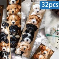 32pcs Bookmarks Set, Puppy Book Tower, Night Forest Style, Bird and Tree, Perfect for Teachers, Readers, Book Lovers