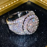 Huitan Brilliant Cubic Zirconia Rings for Women Luxury Wide Swanking Finger Accessories Trendy Gorgeous Party Jewelry Hot Sale