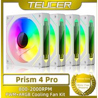 TEUCER Prism4 Pro ARGB Fan 120mm PC Case Fan Kit 4pin PWM CPU Cooling Fans 3pin 5v RGB 12cm Gaming Computer Fan
