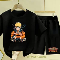 Summer New Model Set of Naruto Clothing - Printed, Breathable Short-sleeved Cute Casual Children's Top Paired with Shorts Set