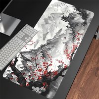 Xxl Extended Deskmat Large Black and White Cherry Blossom Game Mouse Pad Lock Edge Keyboard Mat Sakura Non-slip Rubber Mousepad