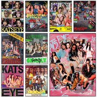 Hot Music Band K-KATSEYE Poster Self-adhesive Wall Mural Art Waterproof Sticker For Bar Room Decor High Quality Print Gift