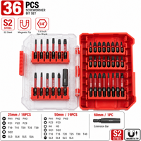 Multifunctional 36-Piece Strong Magnetic Screwdriver Bit Set S2 Steel Wear-Resistant and Impact-Resistant Electric Drill Bit Combination Ph/Pz/Torx/Hex/Sq/Sl Full Range of Specifications Including