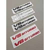 2pcs 3D ABS Car Letter Logo V8 BITURBO Sticker Fender Side Badge Emblem Decal For Mercedes Benz G63 S63 C63 E63 C63S Accessories