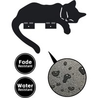 Rustic Black Metal Cat Silhouette Fence Topper - Sleeping Cat Garden Art for Outdoor Decor - Durable Iron Animal Sculpture 1pc
