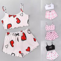 Women straps sleeping pants Pajamas Set Fashion Sexy Camisole Vest Shorts Sleepwear Slim fit two-piece Summer Home Outfit Sets