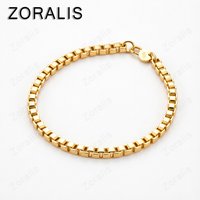 Exquisite 18K Gold 4mm Box Chain Bracelet For Women Man Party Wedding Birthday Christmas Gift Fashion Charm Jewelry