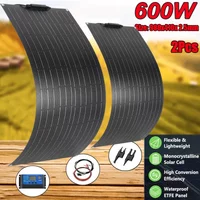300W 600W Flexible Solar Panel 12V 24V Solar Charge Battery Kit with 60A Controller for Camping RV Home Outdoor Solar Power Bank