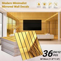 Mirror Wall Sticker Peel and Stick Wall Panels Waterproof Faux Grille Mirror Wallpaper for Bedroom TV Background Wall Decoration