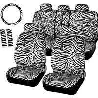 Short Plush White Zebra Car Seat Covers Set Car Seats Steering Wheel Cover Shoulder Pad Car Seat Cover for Bmw Toyota Rav4 2015