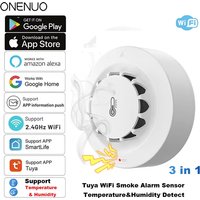 Tuya WiFi Smoke Alarm Temperature and Humidity Sensor Smoke Detector Fire Protection Alarm Smokehouse Combination Firefighters