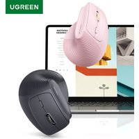 UGREEN Wireless Mouse Vertical 2.4G Ergonomic 4000DPI 6 Mute Buttons for MacBook Tablet Laptops Computer PC Mice Black Pink