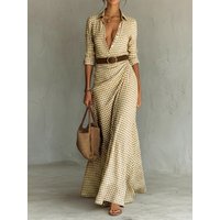 Women's Gingham Plaid Belted Shirt Dress 2026 New Long Sleeves Ruched Waist Buttoned Elegant Casual Office Maxi Dresses