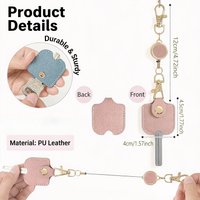 Lady Retractable Keychain, Faux Leather Extendable Keychain, 11.8in Stretch Length Anti-loss Keychain, Portable Keyring