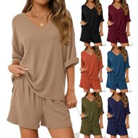 2026 Summer Solid Beach Set for Women Loose Casual Style Home and Outdoor Wear hort-Sleeve T-Shirt Shorts