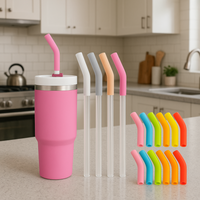 12pcs Cup Accessories 8MM Metal Straws Tips Cover Silicone Reusable Straw Topper Curved Straw Cover Drinking
