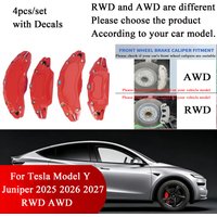 Pasuje do Tesla Model Y Juniper 2025 2026 Akcesoria RWD AWD Osłony Zacisków Hamulcowych 4 szt./zestaw Tylna Napędzana na Wszystkie Koła 18 19 20-calowe Koła