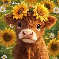 Evershine Cattle Diamond Painting Animal New Arrival Acrylic Craft Supplies DIY Diamond Mosaic Sunflower Home Decoration