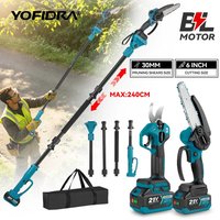 YOFIDRA Bürstenlose Teleskopstange Elektrische Kettensäge Hochskalierbare 30MM Astschere Gartenschere Gartenwerkzeug für Makita Akku