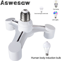 Aswesaw 3In1 E27 To E27 Extended LED Lamp Bulbs Socket Splitter Adapter Holder for Photo Studio