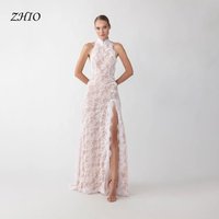 ZHIO Vintage Halter Lace Wedding Dress Mermaid Elgant Sleeveless Appliques Side High Slit Bridal Gown Bride Gown Customized