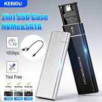 KEBIDU Dual Protocol M2 SSD Case M.2 NVMe SATA SSD Enclosure Adapter 10Gbps USB 3.1 Type C External Enclosure Support M B&M Keys
