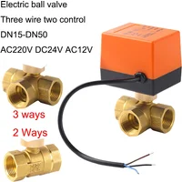 DN15/20/25/32/40/50 DC 12V 24V AC220V Messing Elektrischer Kugelhahn Drei Draht Zwei Steuerung 2-Wege 3-Wege-Magnetventil mit Stellantrieb