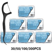 RIMI SMILE Bamboo Charcoal Dental Floss Picks 30/50/100/300PCS Ultra Smooth Floss Sticks Daily Interdental Cleaning Oral Care Fa