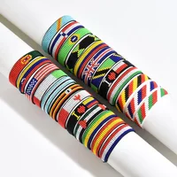 Rice bead bracelet Geometry National flag Hand weaving Gradation color Bohemia Adjustable Fashion Simple Beaded bracelet
